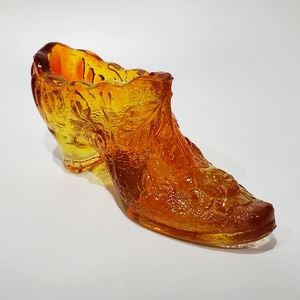 Vntg Handcrafted Kanawha Sunset 🌇 Floral Slipper Amber Red Yellow 🔥